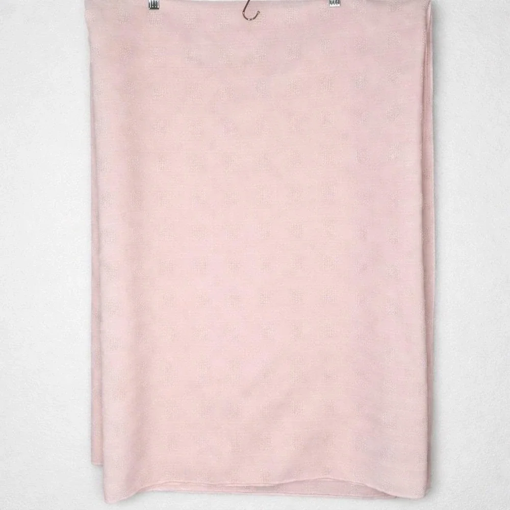 VTG Pink Waffle‎ Weave Tablecloth 59x81 Textured Square Pattern Cottagecore
